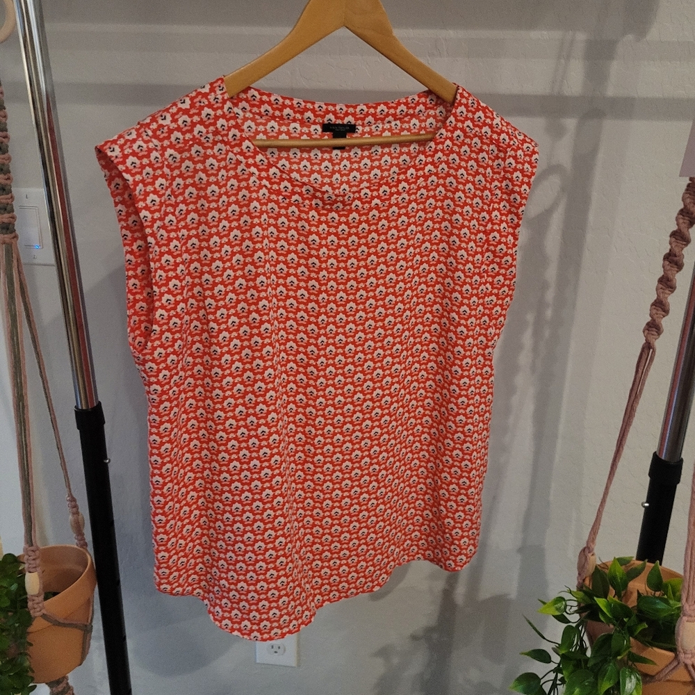 Ann Taylor Factory Boho Red Floral Print Blouse